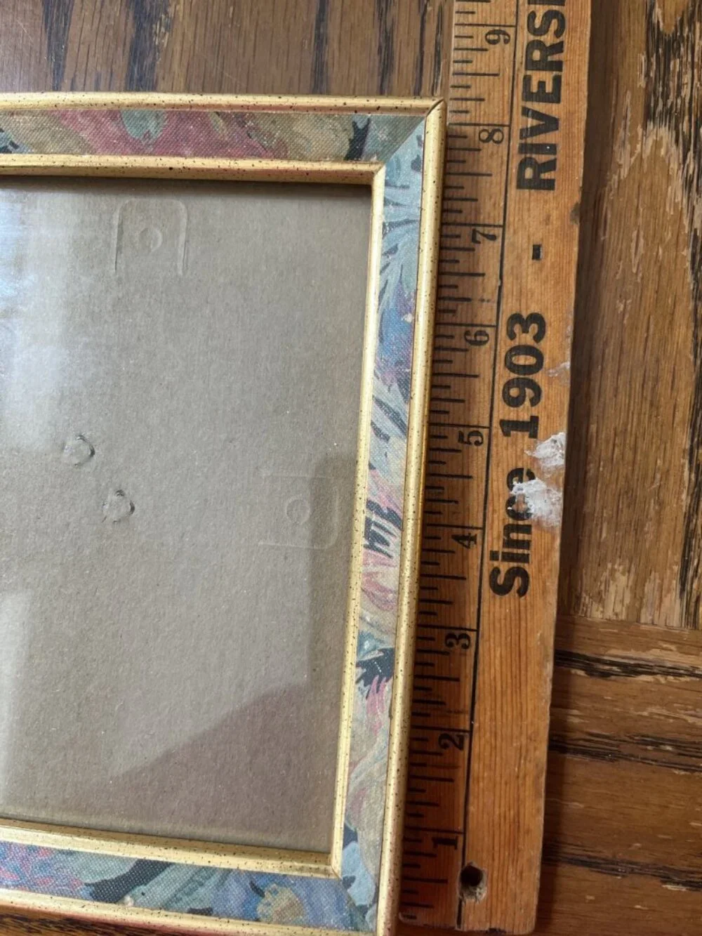 Vintage 5x7 Floral Wooden Picture Frame Watercolor Style Pattern Gold Tone